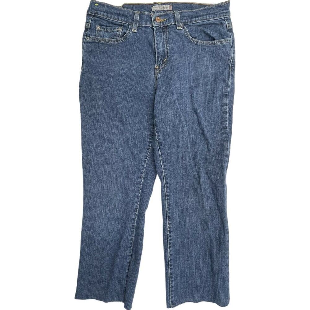 Levis 505 Jeans Women Size 8 Blue Denim Raw Hem DIY Cropped Cotton Blend